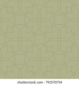 Olive green geometric ornament. Seamless pattern for web, textile and wallpapers