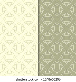Olive green geometric seamless patterns