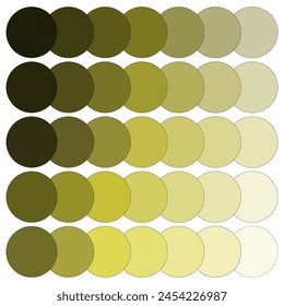Olive green gradient circles. Warm tone color scheme. Round shapes sequence. Vector illustration. EPS 10.