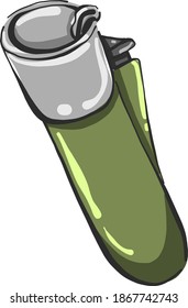 Olive green lighter, illustration, vector on white background.