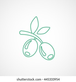 Olive Green Line Icon On White Background