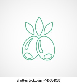 Olive Green Line Icon On White Background