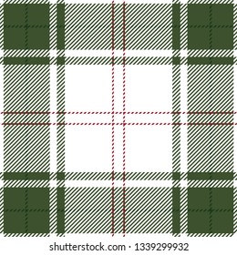 Olive green and red tartan plaid. Trendy Scottish cage textile pattern.