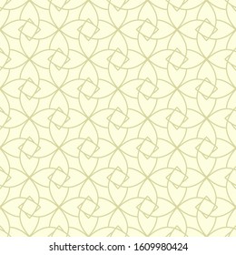 Olive green seamless background. Geometric pattern with arabic ornament. Vector illustration 