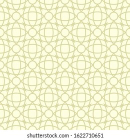 Olive green seamless background. Geometric pattern with arabic ornament. Vector illustration 