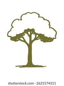 Olive Green Tree Sketch Illustration