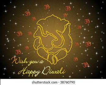 olive green twinkling star background with ganpati shape, aum