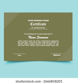 Modelo de certificado único verde-oliva