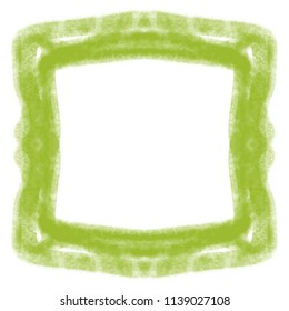 olive green watercolor squared structured brush stroke frame border pattern with white highlights, vector illustration