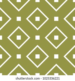 Olive green and white geometric ornament. Seamless pattern for web, textile and wallpapers