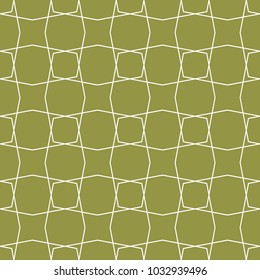 Olive green and white geometric ornament. Seamless pattern for web, textile and wallpapers