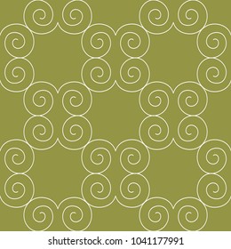 Olive green and white geometric ornament. Seamless pattern for web, textile and wallpapers