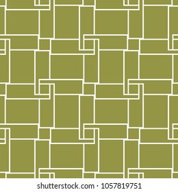 Olive green and white geometric ornament. Seamless pattern for web, textile and wallpapers