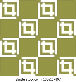 Olive green and white geometric ornament. Seamless pattern for web, textile and wallpapers