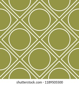 Olive green and white geometric ornament. Seamless pattern for web, textile and wallpapers