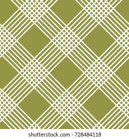 Olive green and white geometric ornament. Seamless pattern for web, textile and wallpapers