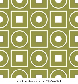 Olive green and white geometric ornament. Seamless pattern for web, textile and wallpapers