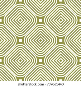 Olive green and white geometric ornament. Seamless pattern for web, textile and wallpapers