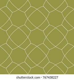 Olive green and white geometric ornament. Seamless pattern for web, textile and wallpapers