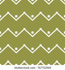 Olive green and white geometric ornament. Seamless pattern for web, textile and wallpapers