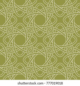 Olive green and white geometric ornament. Seamless pattern for web, textile and wallpapers