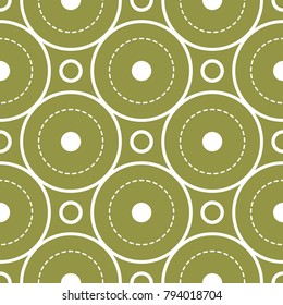 Olive green and white geometric ornament. Seamless pattern for web, textile and wallpapers