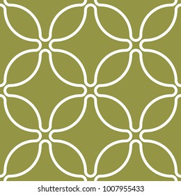Olive green and white geometric print. Seamless pattern for web, textile and wallpapers