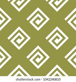 Olive green and white geometric print. Seamless pattern for web, textile and wallpapers