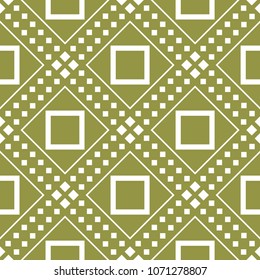 Olive green and white geometric print. Seamless pattern for web, textile and wallpapers
