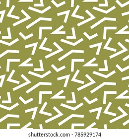 Olive green and white geometric print. Seamless pattern