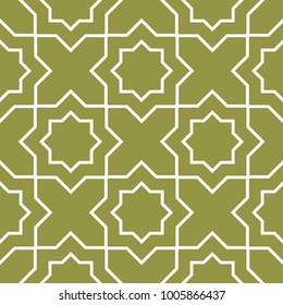 Olive green and white geometric seamless pattern for web, textile and wallpapers