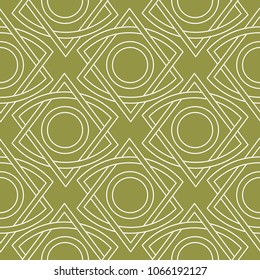 Olive green and white geometric seamless pattern for web, textile and wallpapers