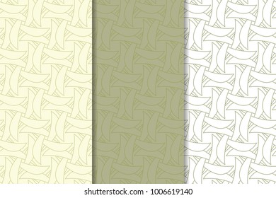 Olive green and white geometric vertical seamless patterns for web, textile and wallpapers
