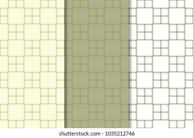 Olive green and white geometric vertical seamless patterns for web, textile and wallpapers