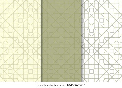 Olive green and white geometric vertical seamless patterns for web, textile and wallpapers