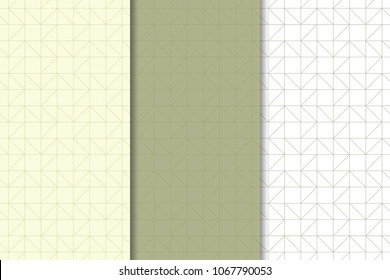 Olive green and white geometric vertical seamless patterns for web, textile and wallpapers