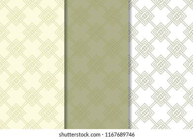 Olive green and white geometric vertical seamless patterns for web, textile and wallpapers