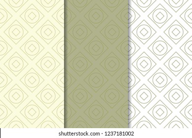 Olive green and white geometric vertical seamless patterns for web, textile and wallpapers