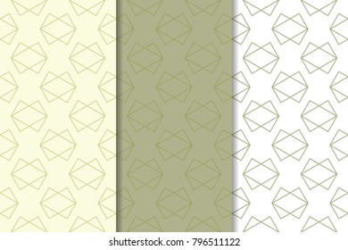 Olive green and white geometric vertical seamless patterns for web, textile and wallpapers