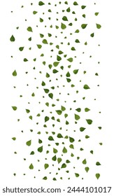 Olive Greens Organic Vector White Background Brochure. Falling Leaves Wallpaper. Forest Leaf Ecology Border. Foliage Abstract Template.