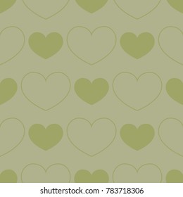 Olive hearts as seamless pattern. Romantic background. Vector illustration