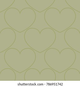 Olive hearts as seamless pattern. Romantic background