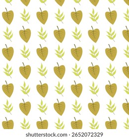 Olive heart-shaped leaves paired with small yellow twig elements