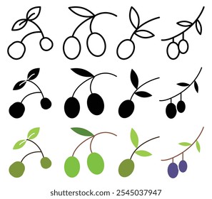 Olive icon in black and colored versions.