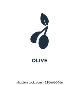 Olive icon. Black filled vector illustration. Olive symbol on white background. Can be used in web and mobile.