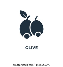 Olive icon. Black filled vector illustration. Olive symbol on white background. Can be used in web and mobile.