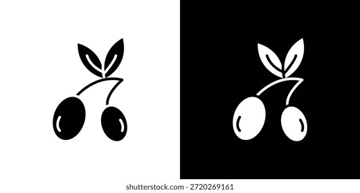 Icono de oliva. Icono de diseño plano simple en blanco y negro