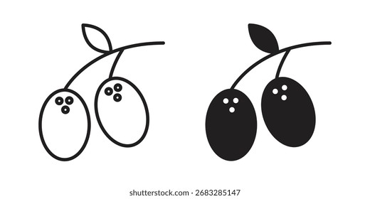 Símbolos del Clipart del icono de oliva y del Vector del lineart