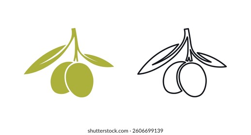 Olive icon with doodle. Olive art vector illustration.