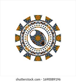olive icon inside arabesque style emblem. arabic decoration.